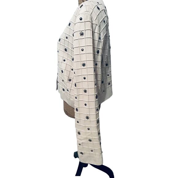 Double D Ranch Ivory Windowpane W/ Silver Charms Cropped Jacket Size L NWT - Picture 3 of 12